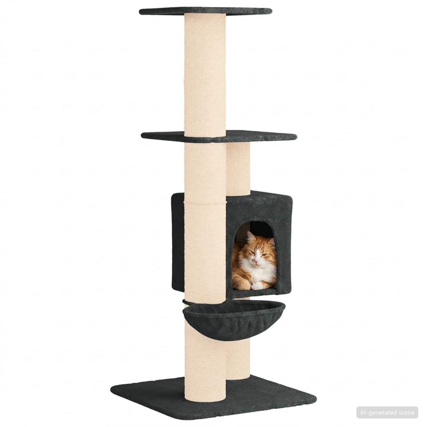 Kattenboom met sisal krabpalen Donkergrijs 137 cm