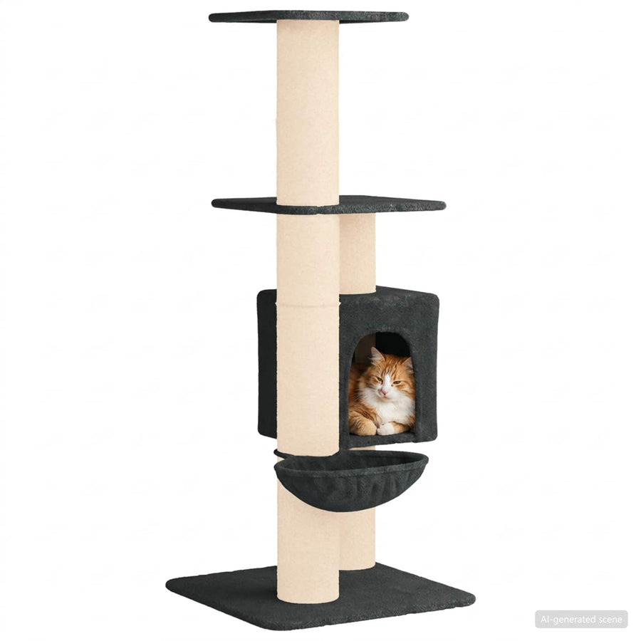 Kattenboom met sisal krabpalen Donkergrijs 137 cm