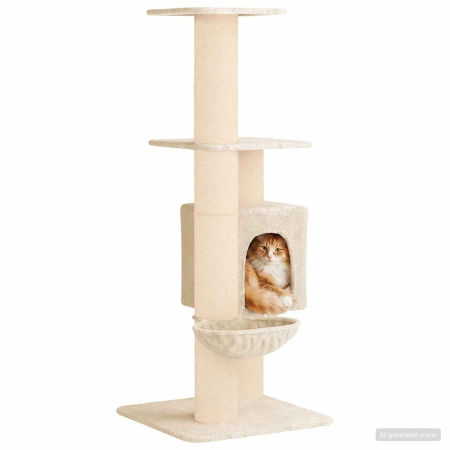 Kattenboom met sisal krabpalen Crèmekleurig 137 cm