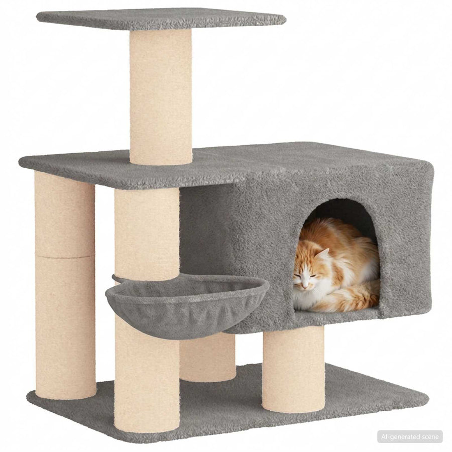 Kattenboom met sisal krabpalen Lichtgrijs 96 cm