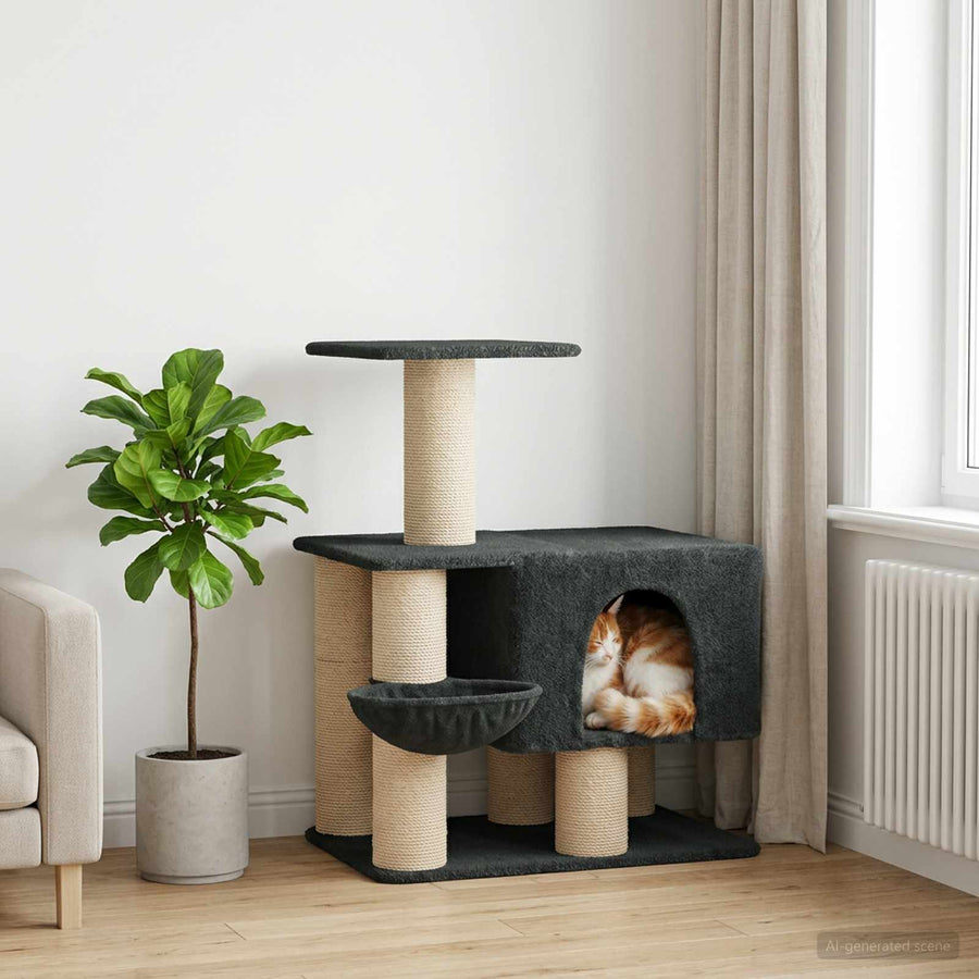 Kattenboom met sisal krabpalen Donkergrijs 96 cm