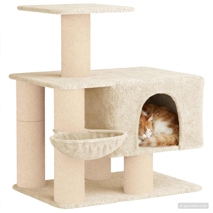 Kattenboom met sisal krabpalen Crèmekleurig 96 cm