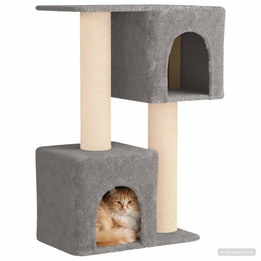 Kattenboom met sisal krabpalen Lichtgrijs 114 cm