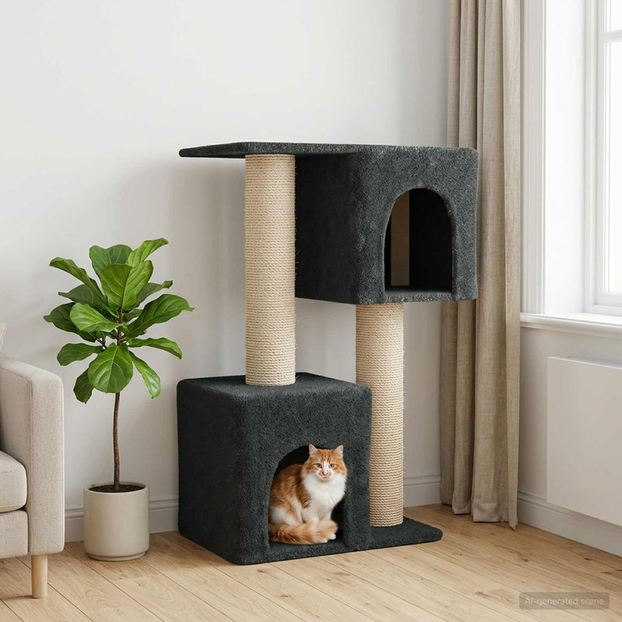 Kattenboom met sisal krabpalen Donkergrijs 114 cm