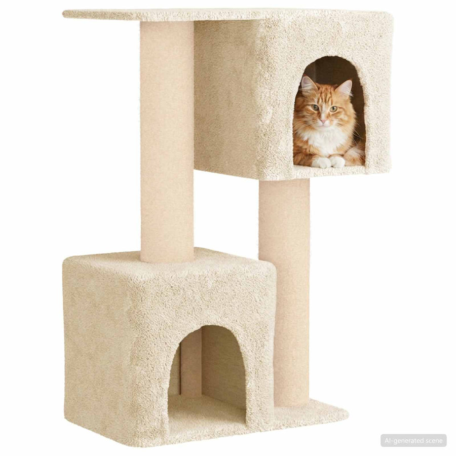 Kattenboom met sisal krabpalen Crèmekleurig 114 cm