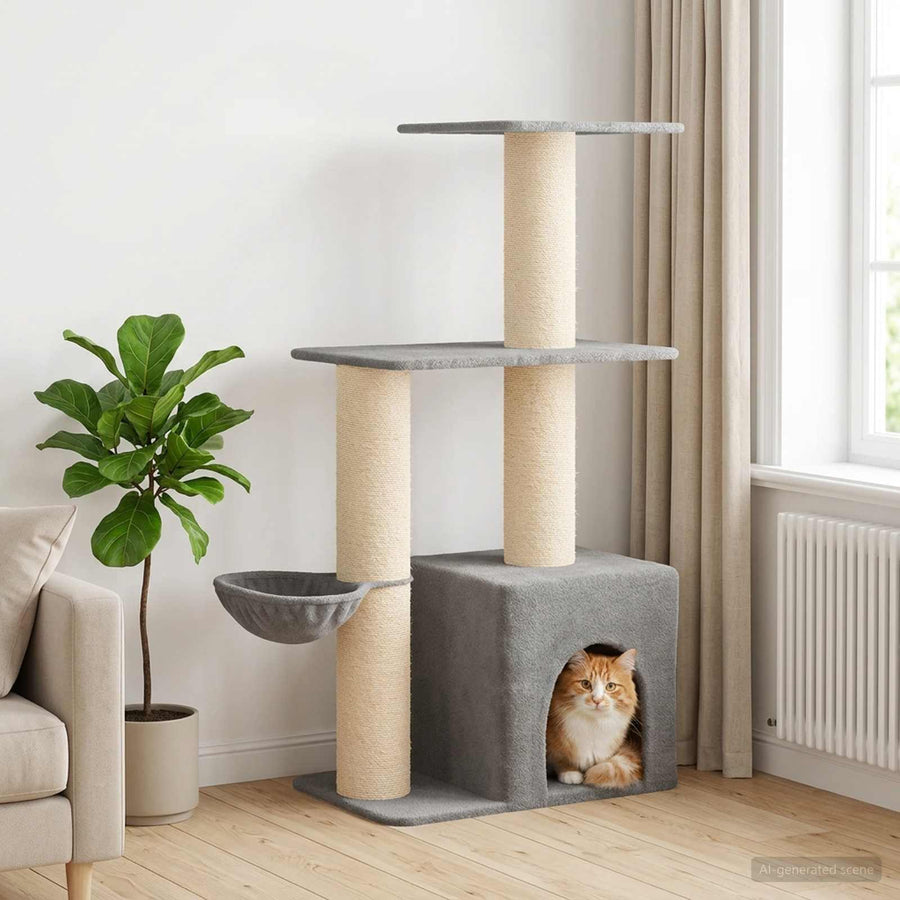 Kattenboom met sisal krabpalen Lichtgrijs 133 cm