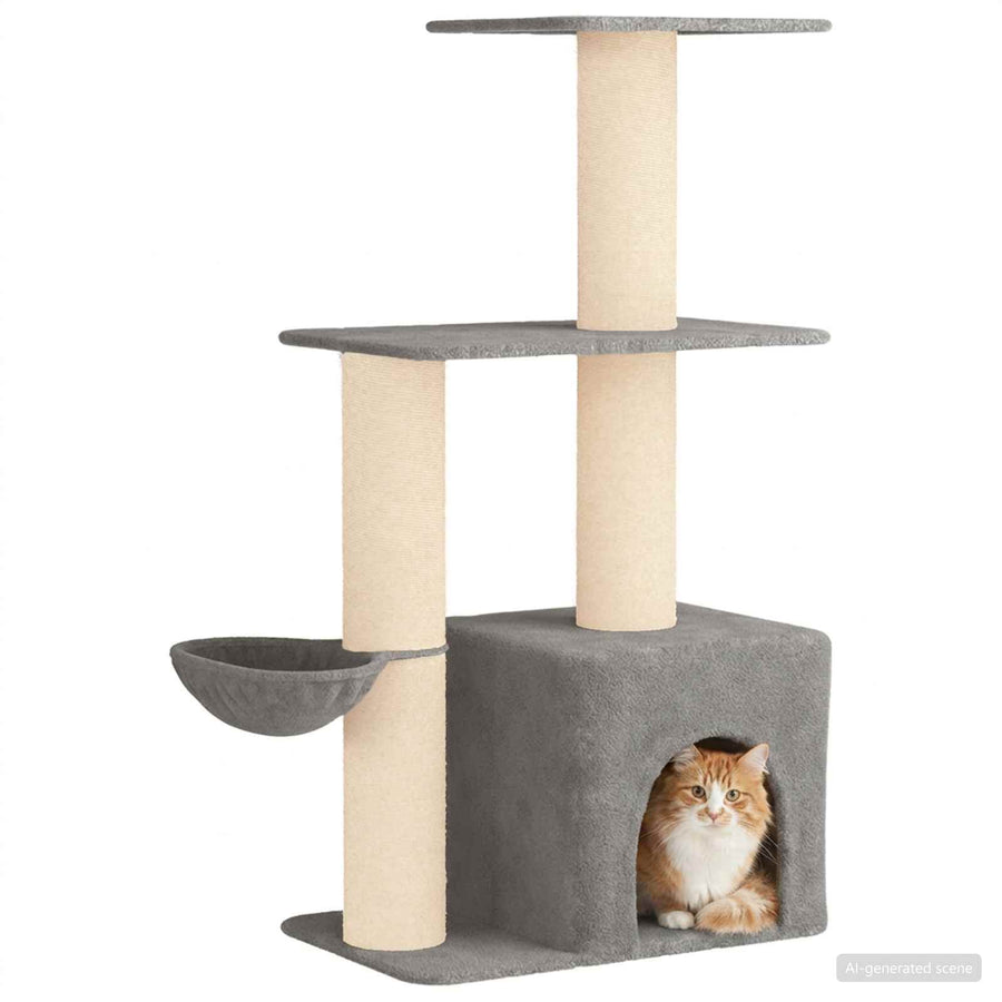 Kattenboom met sisal krabpalen Lichtgrijs 133 cm