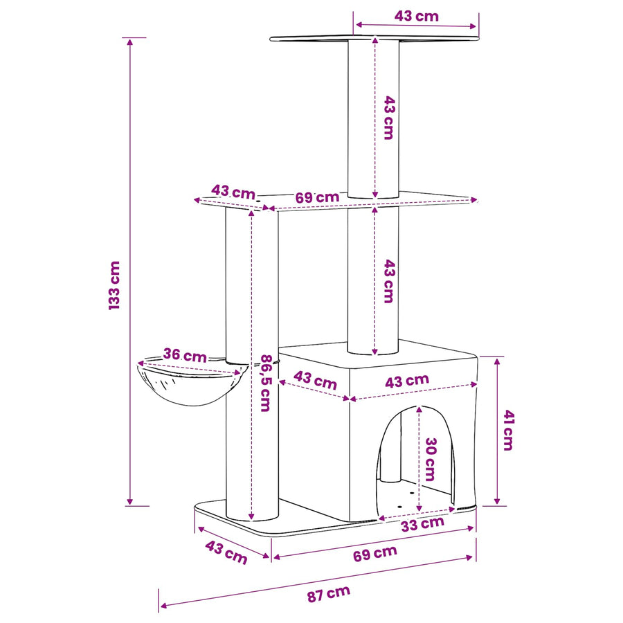 Kattenboom met sisal krabpalen Donkergrijs 133 cm