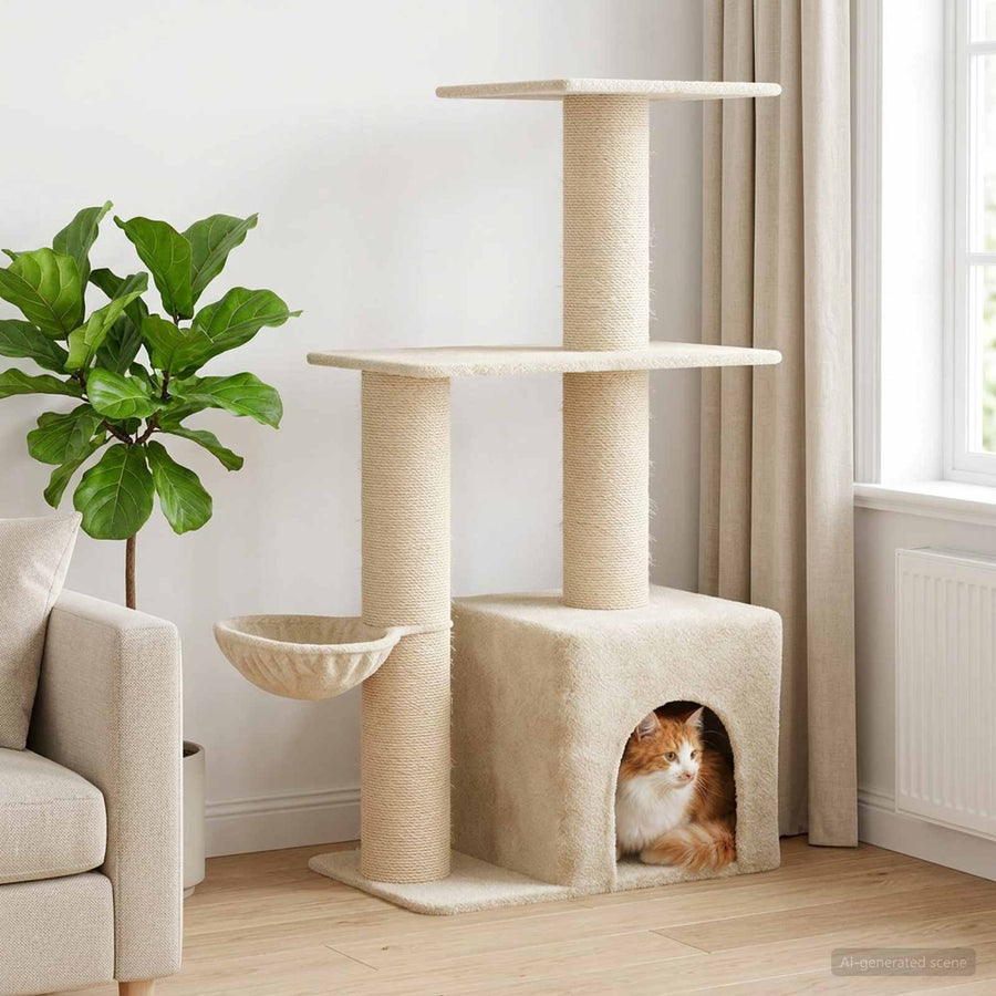 Kattenboom met sisal krabpalen Crèmekleurig 133 cm