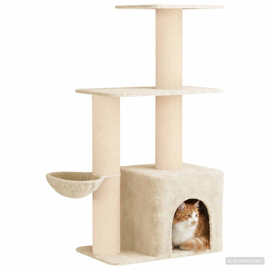 Kattenboom met sisal krabpalen Crèmekleurig 133 cm