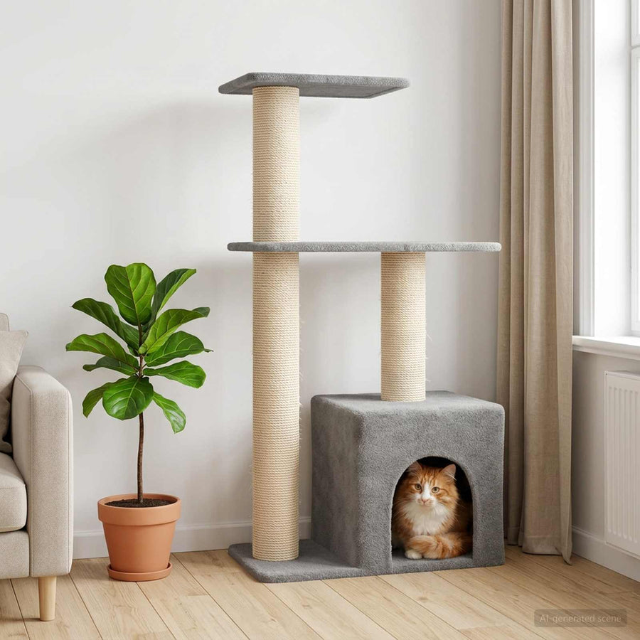 Kattenboom met sisal krabpalen Lichtgrijs 133 cm