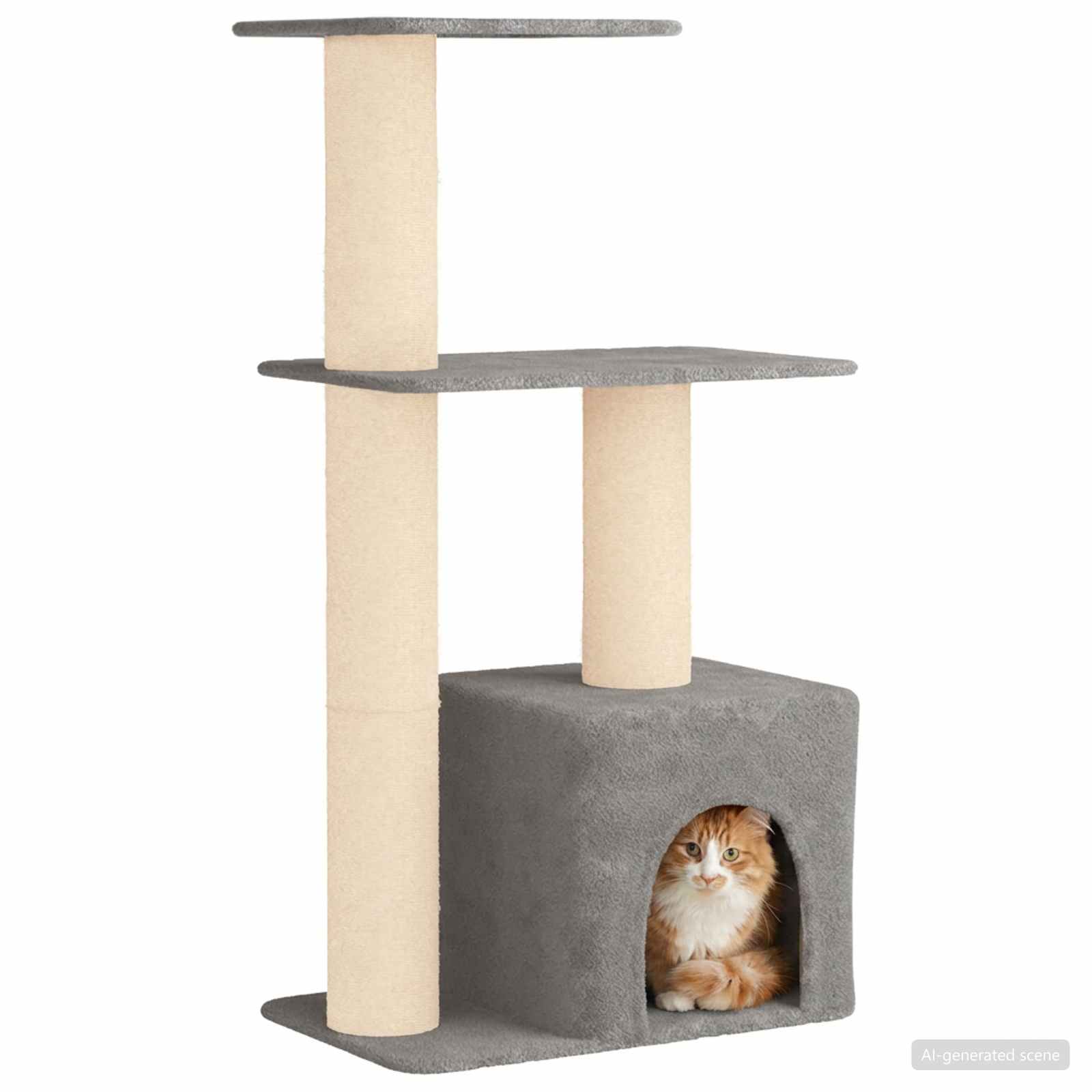 Kattenboom met sisal krabpalen Lichtgrijs 133 cm
