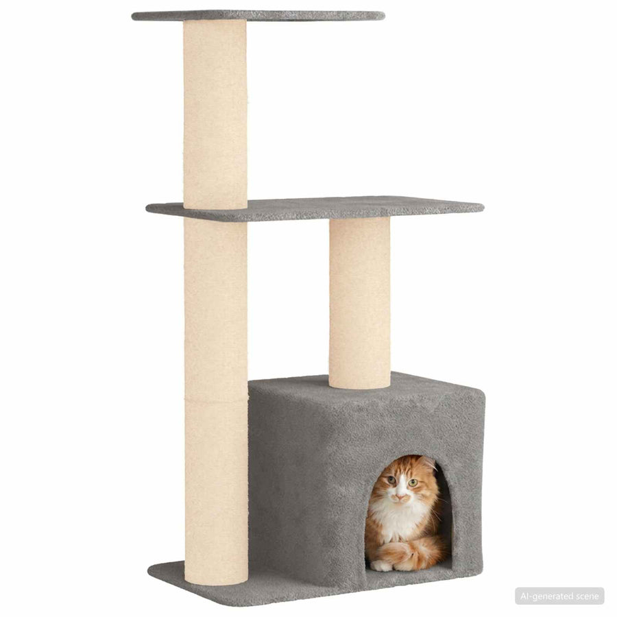 Kattenboom met sisal krabpalen Lichtgrijs 133 cm