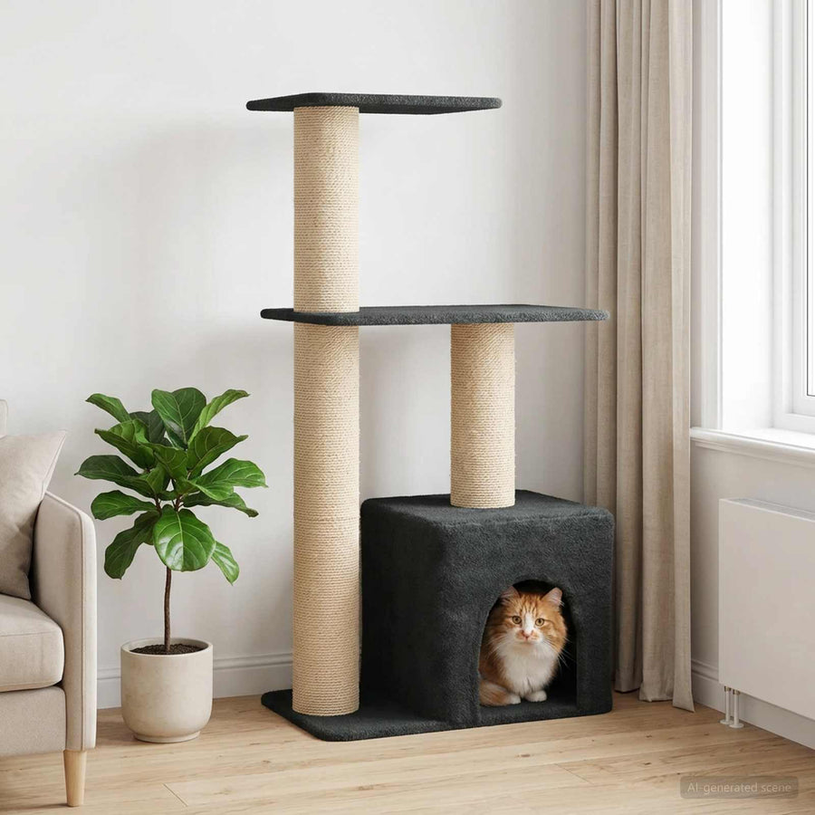 Kattenboom met sisal krabpalen Donkergrijs 133 cm