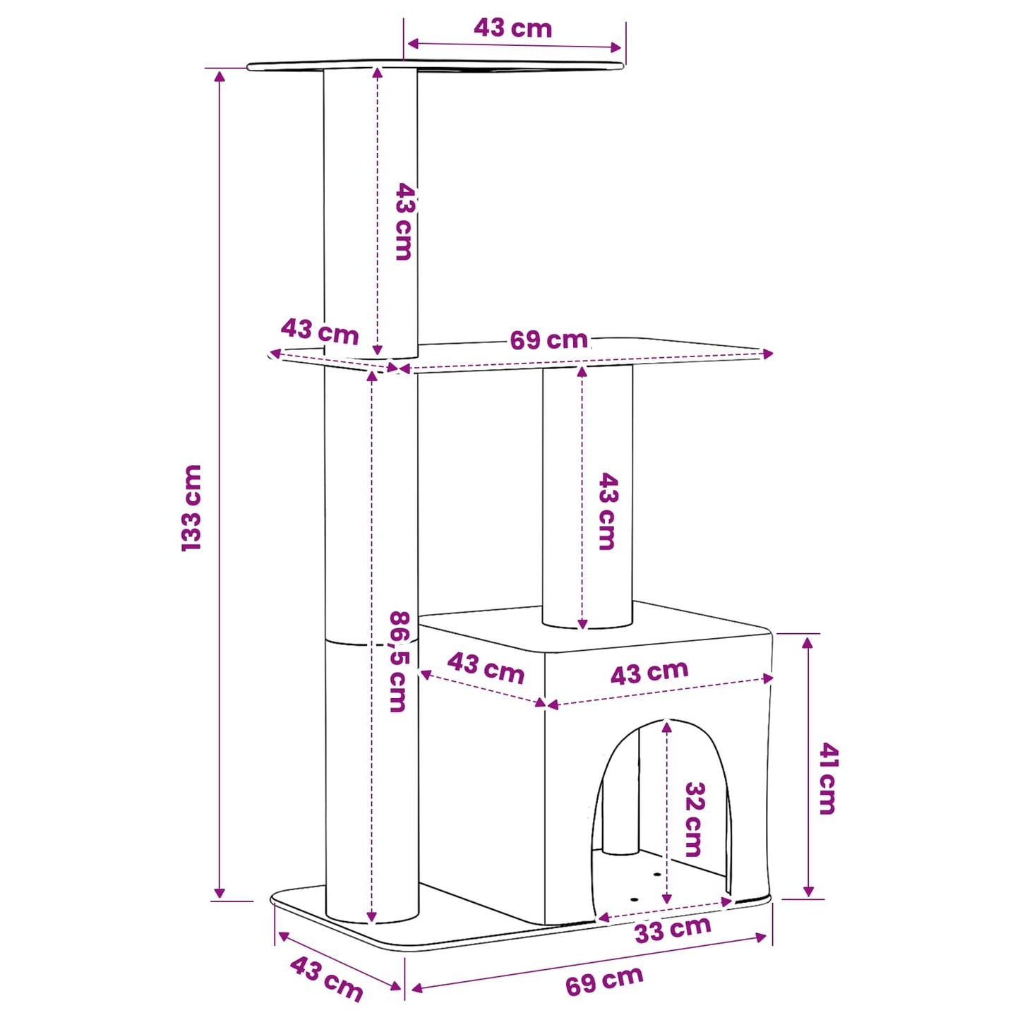 Kattenboom met sisal krabpalen Donkergrijs 133 cm