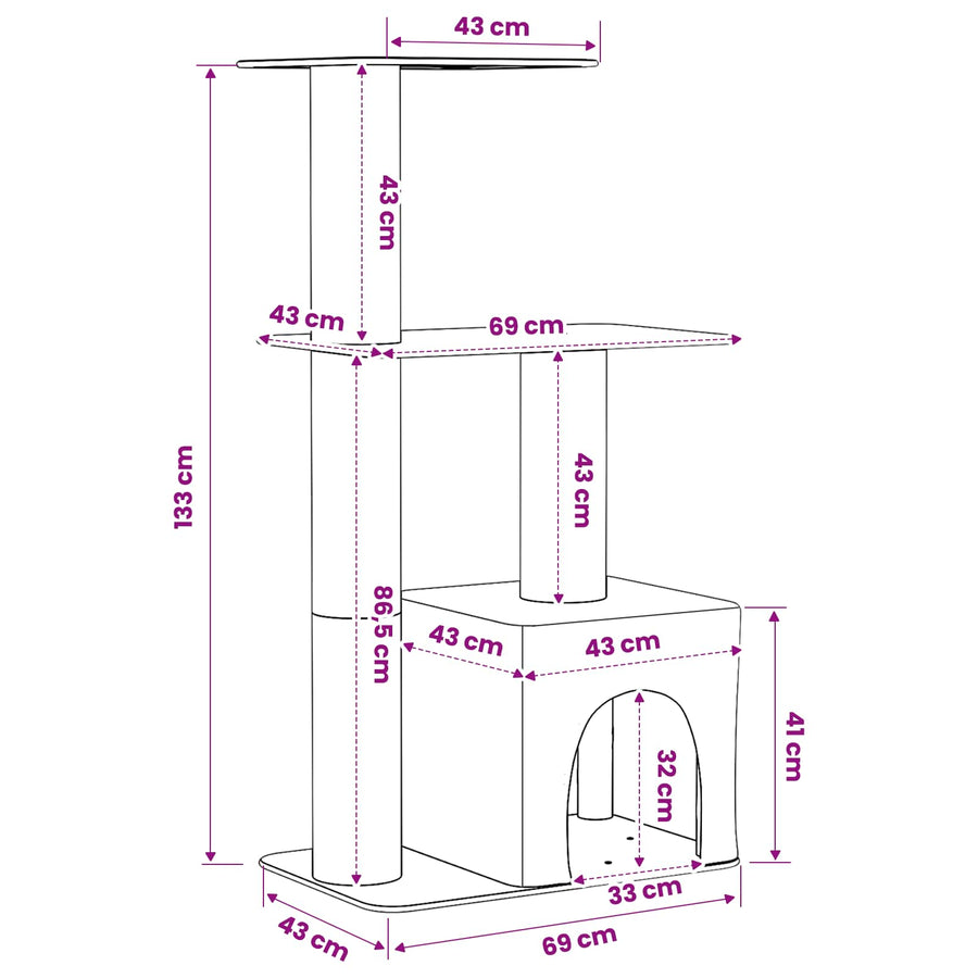 Kattenboom met sisal krabpalen Donkergrijs 133 cm