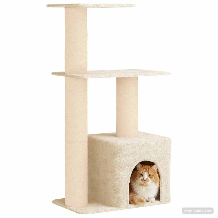 Kattenboom met sisal krabpalen Crèmekleurig 133 cm
