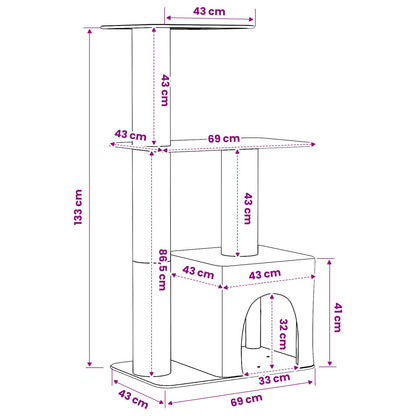 Kattenboom met sisal krabpalen Crèmekleurig 133 cm