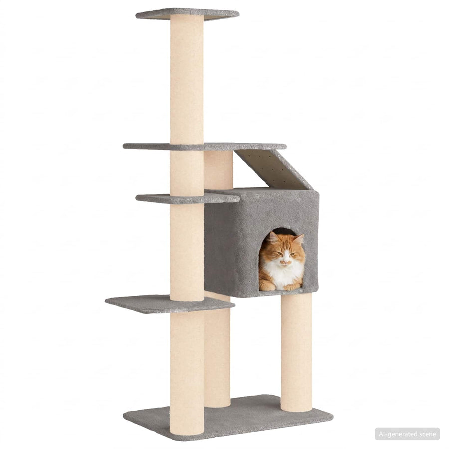 Kattenboom met sisal krabpalen Lichtgrijs 183 cm