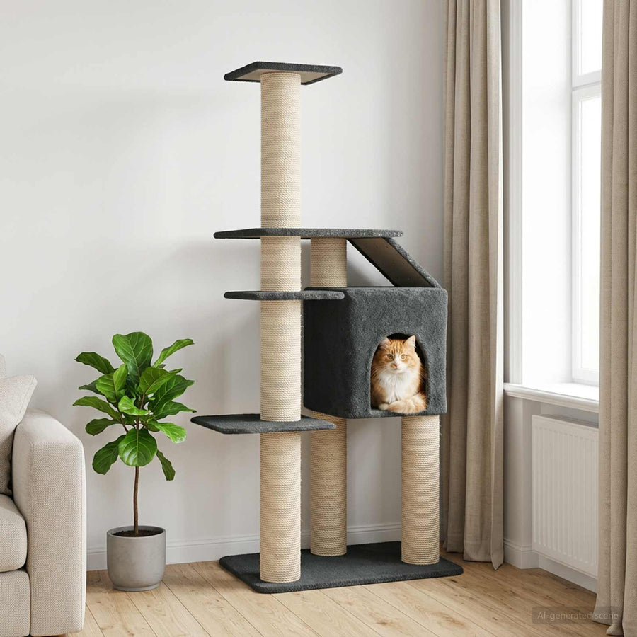 Kattenboom met sisal krabpalen Donkergrijs 183 cm