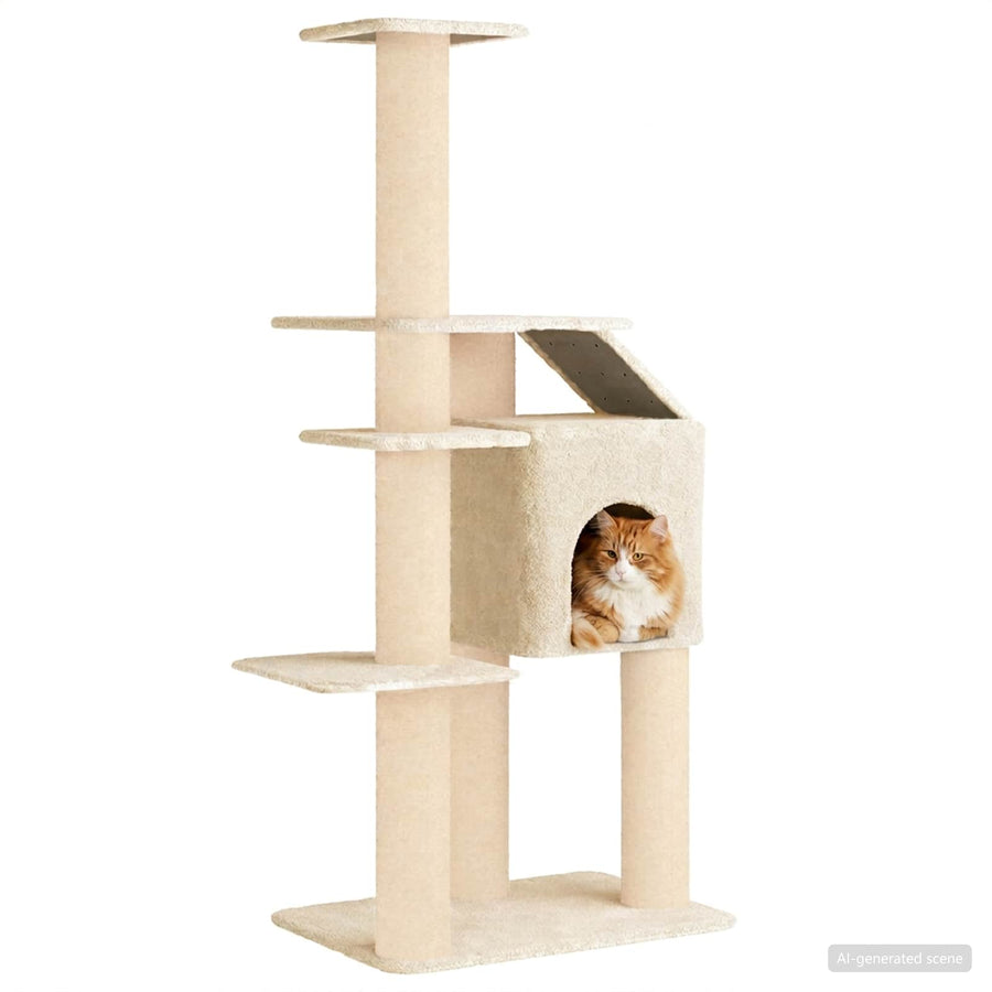 Kattenboom met sisal krabpalen Crèmekleurig 183 cm