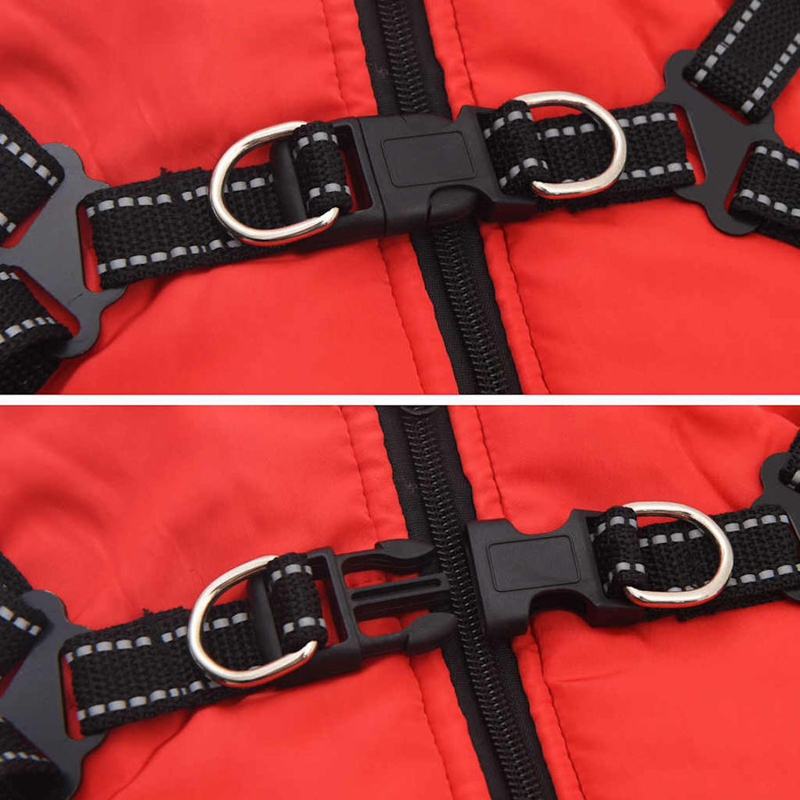 Hondenjas met harnas Rood M Fleece en polyester