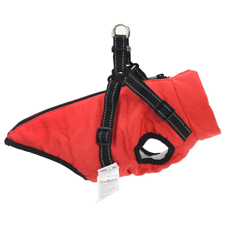 Hondenjas met harnas Rood 2XL Fleece en polyester