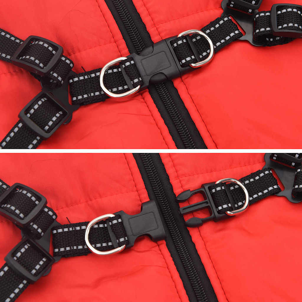Hondenjas met harnas Rood 3XL Fleece en polyester