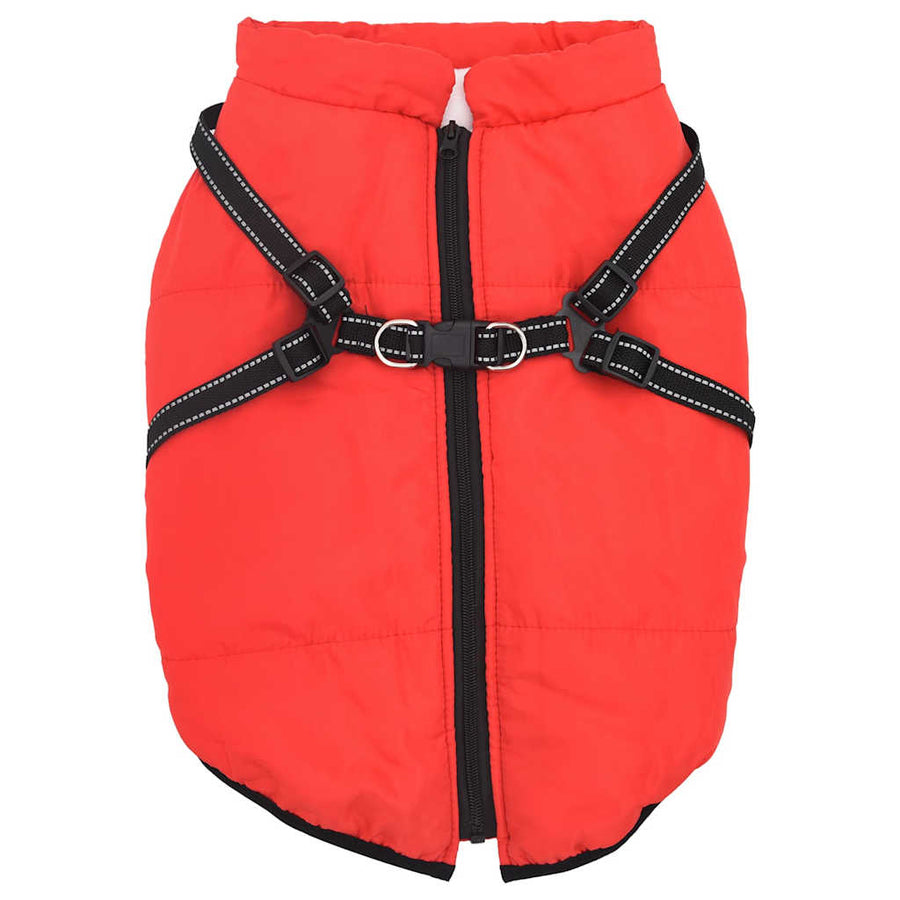 Hondenjas met harnas Rood 3XL Fleece en polyester