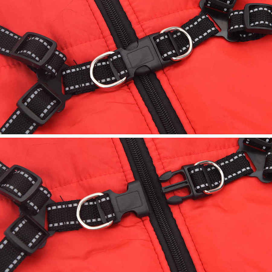 Hondenjas met harnas Rood 4XL Fleece en polyester