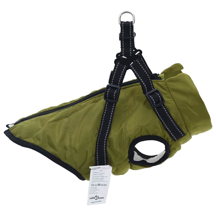 Hondenjas met harnas Legergroen S Fleece en polyester