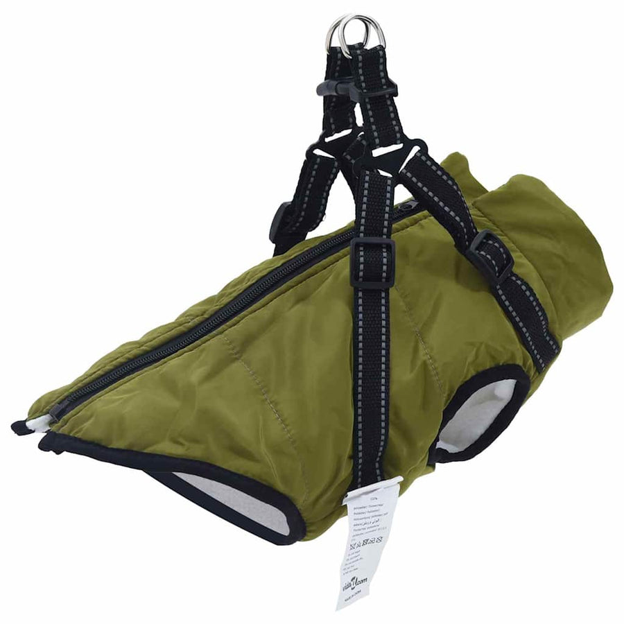Hondenjas met harnas Legergroen L Fleece en polyester