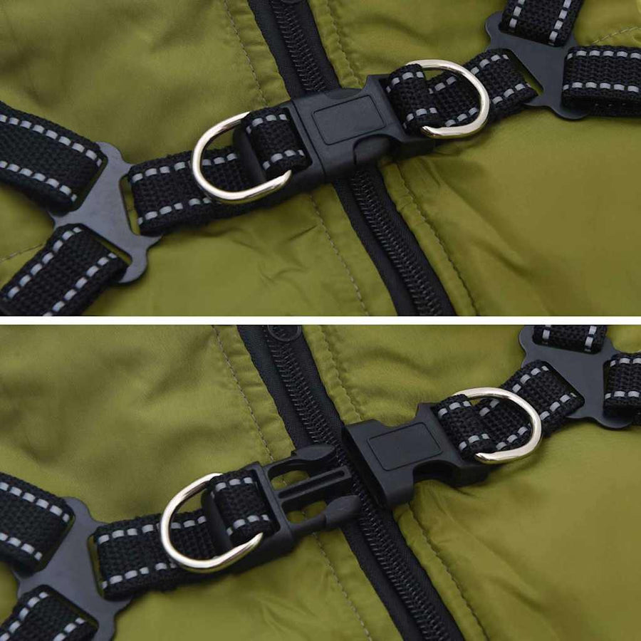 Hondenjas met harnas Legergroen 2XL Fleece en polyester