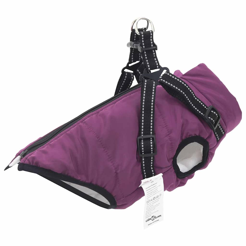 Hondenjas met harnas Paars S Fleece en polyester
