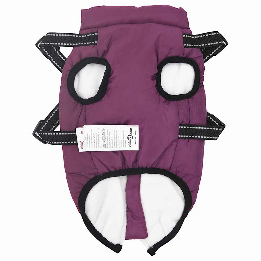 Hondenjas met harnas Paars S Fleece en polyester