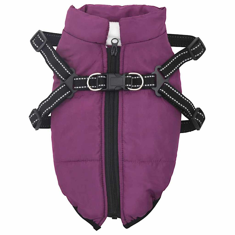 Hondenjas met harnas Paars S Fleece en polyester