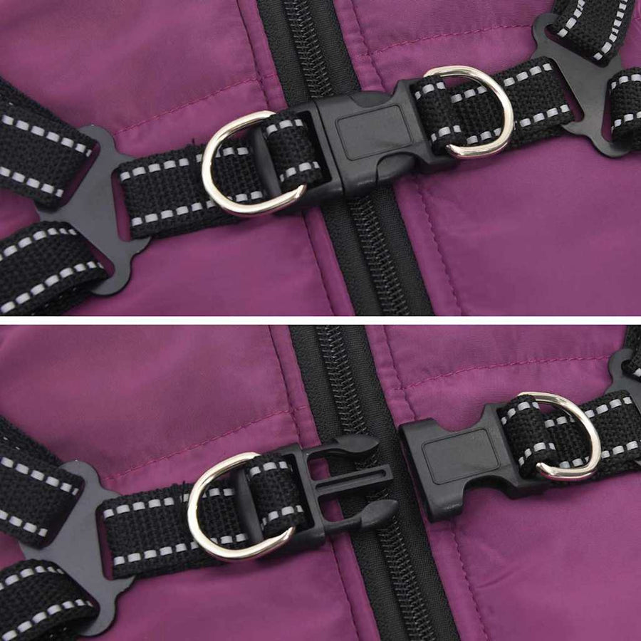 Hondenjas met harnas Paars XL Fleece en polyester