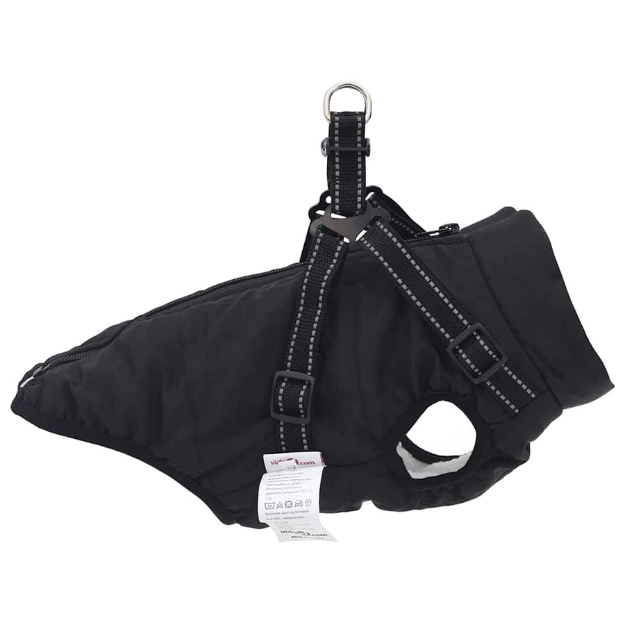 Hondenjas met harnas Zwart S Fleece en polyester