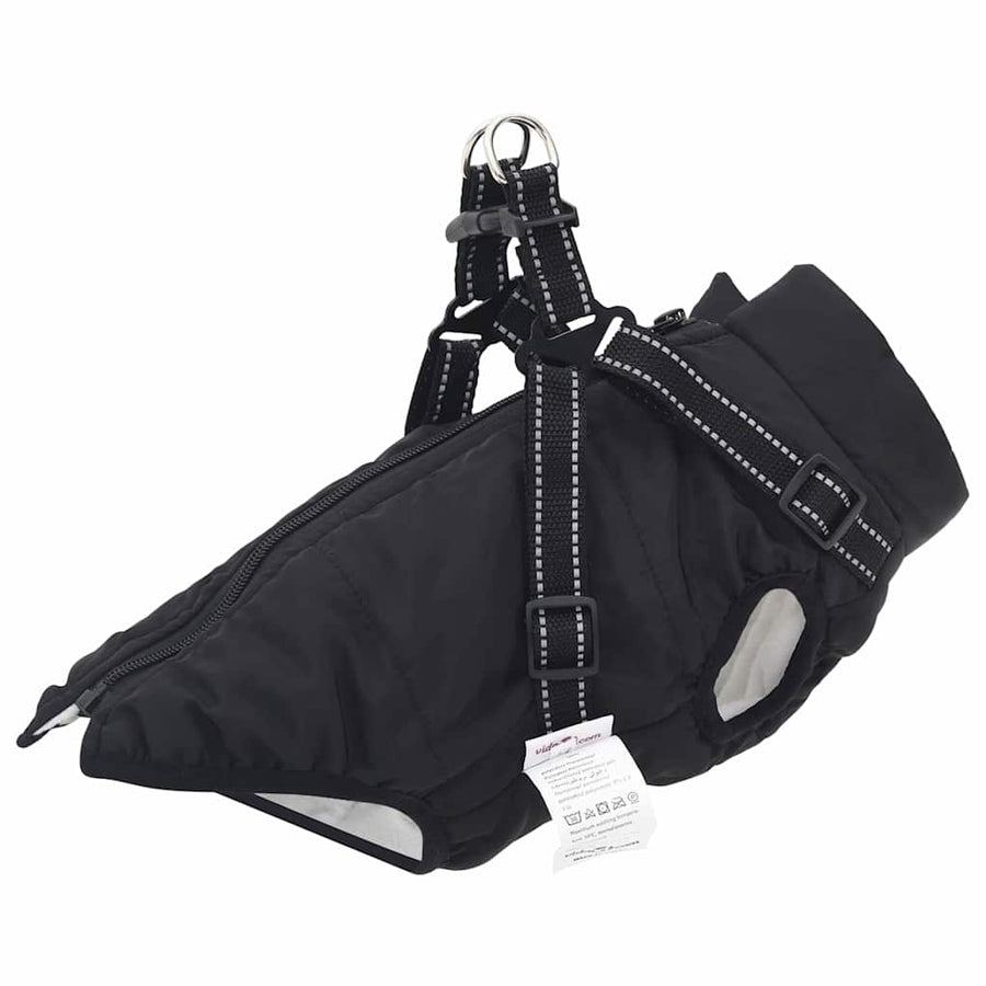 Hondenjas met harnas Zwart M Fleece en polyester