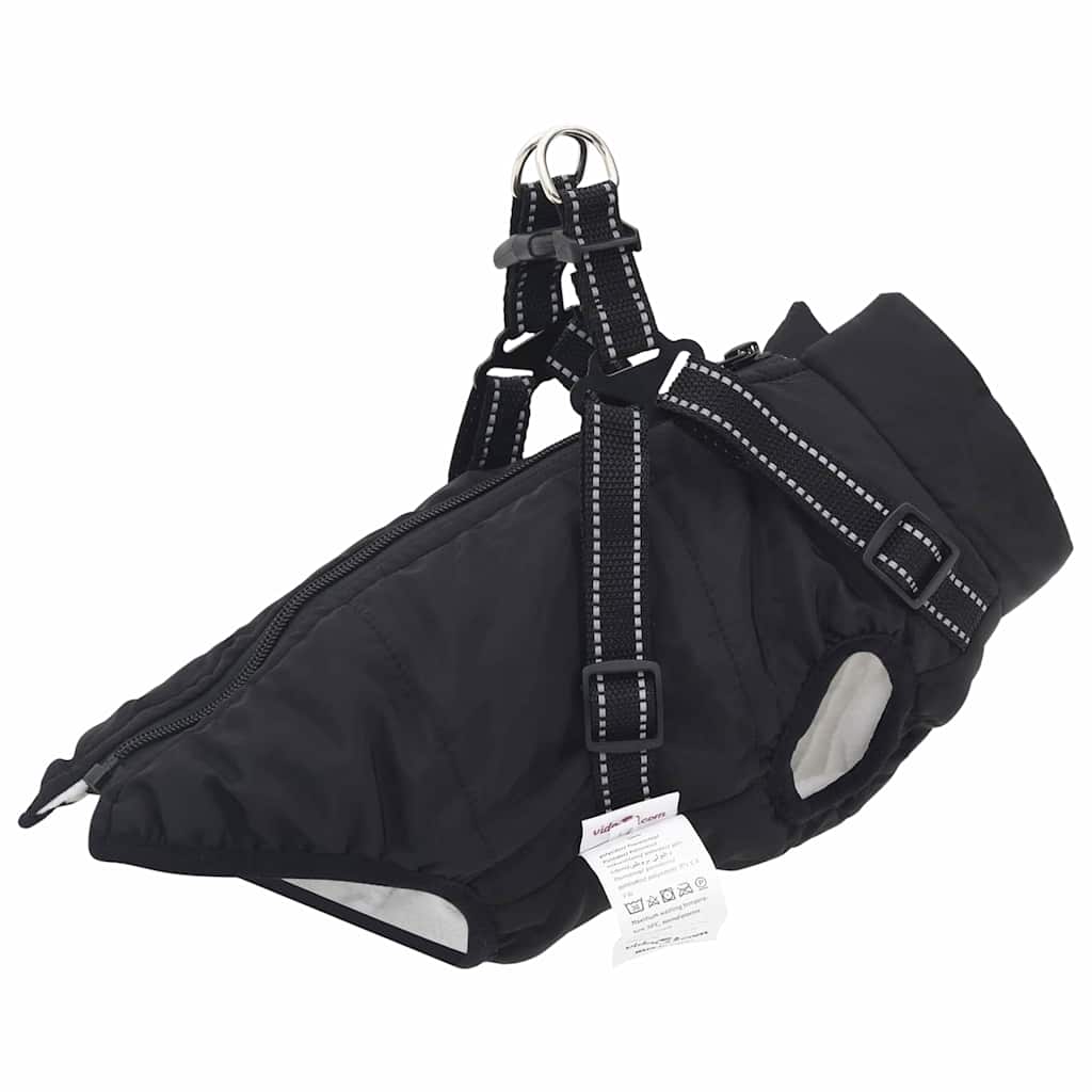 Hondenjas met harnas Zwart 2XL Fleece en polyester
