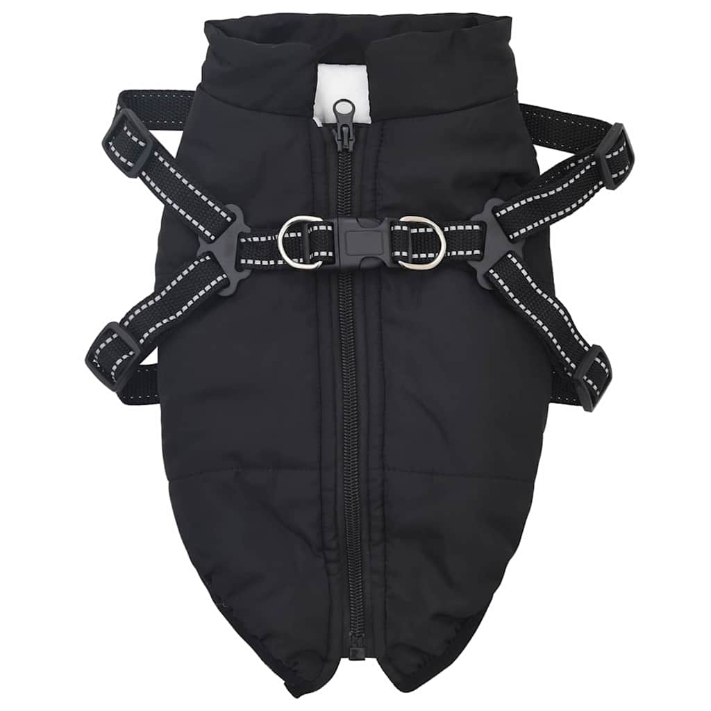 Hondenjas met harnas Zwart 2XL Fleece en polyester