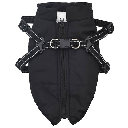 Hondenjas met harnas Zwart 2XL Fleece en polyester