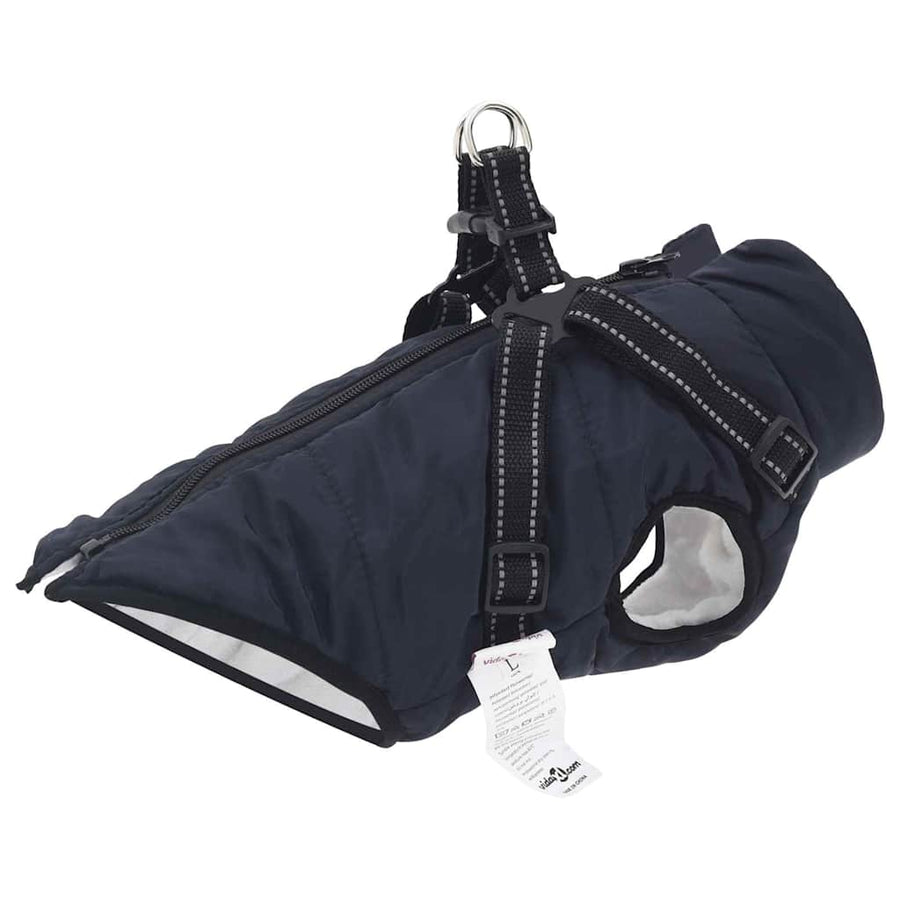 Hondenjas met harnas Marineblauw M Fleece en polyester