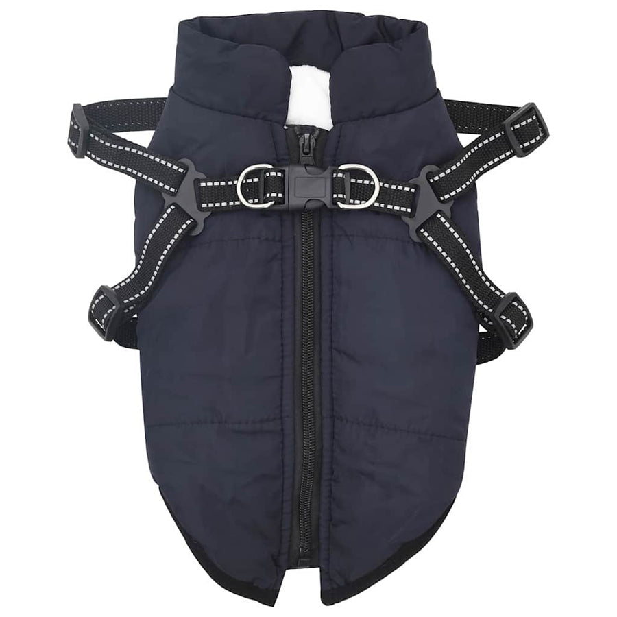 Hondenjas met harnas Marineblauw M Fleece en polyester