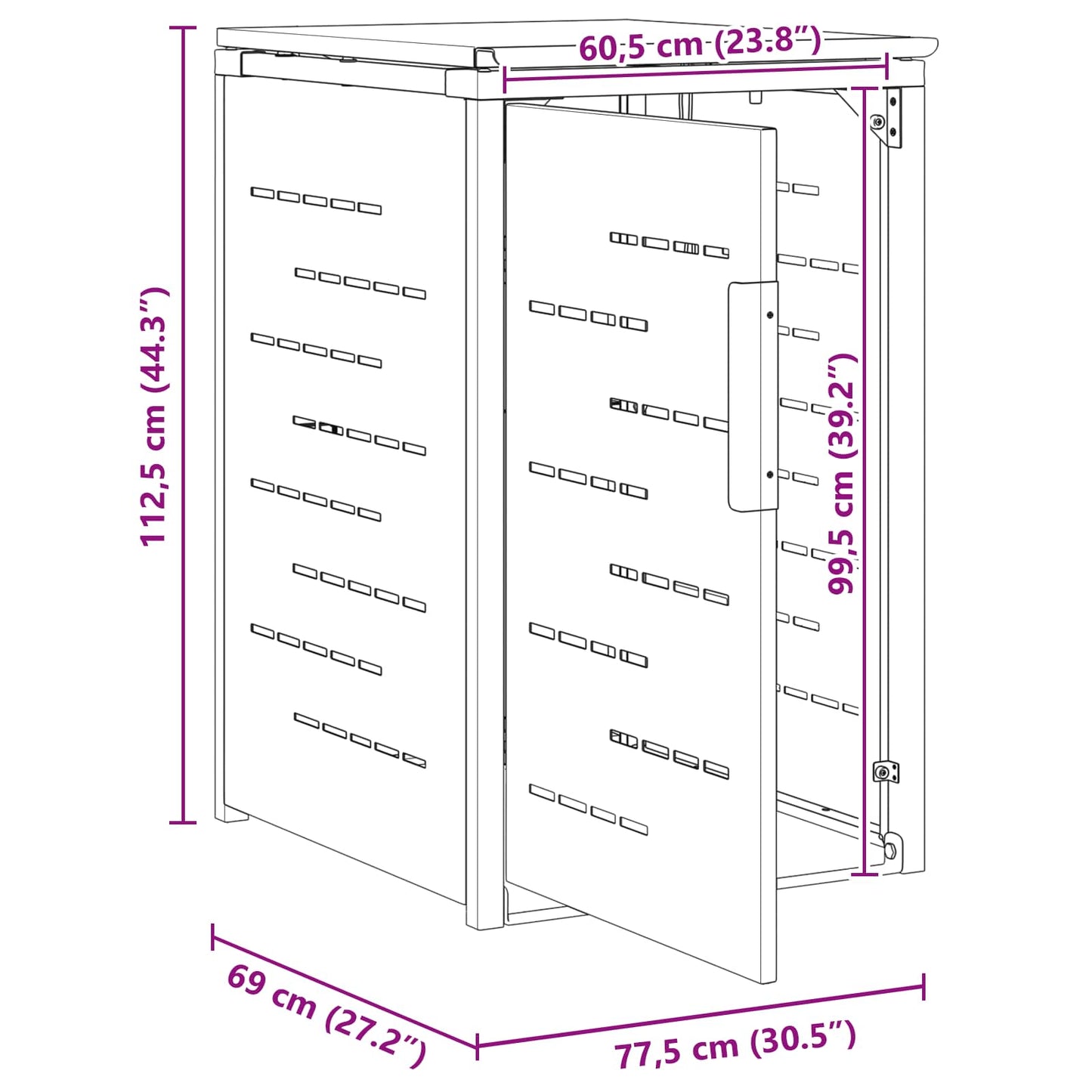 Afvalbak opslag Zwart 77,5 x 69 x 112,5 cm Roestvrij staal