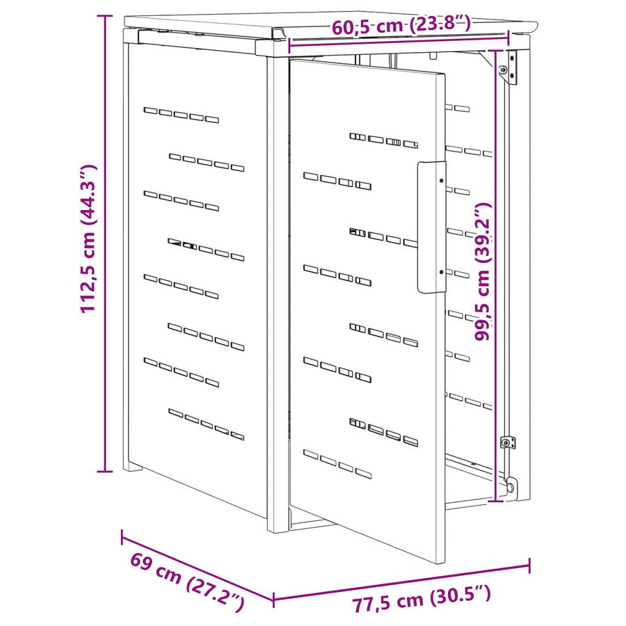 Afvalbak opslag Zwart 77,5 x 69 x 112,5 cm Roestvrij staal