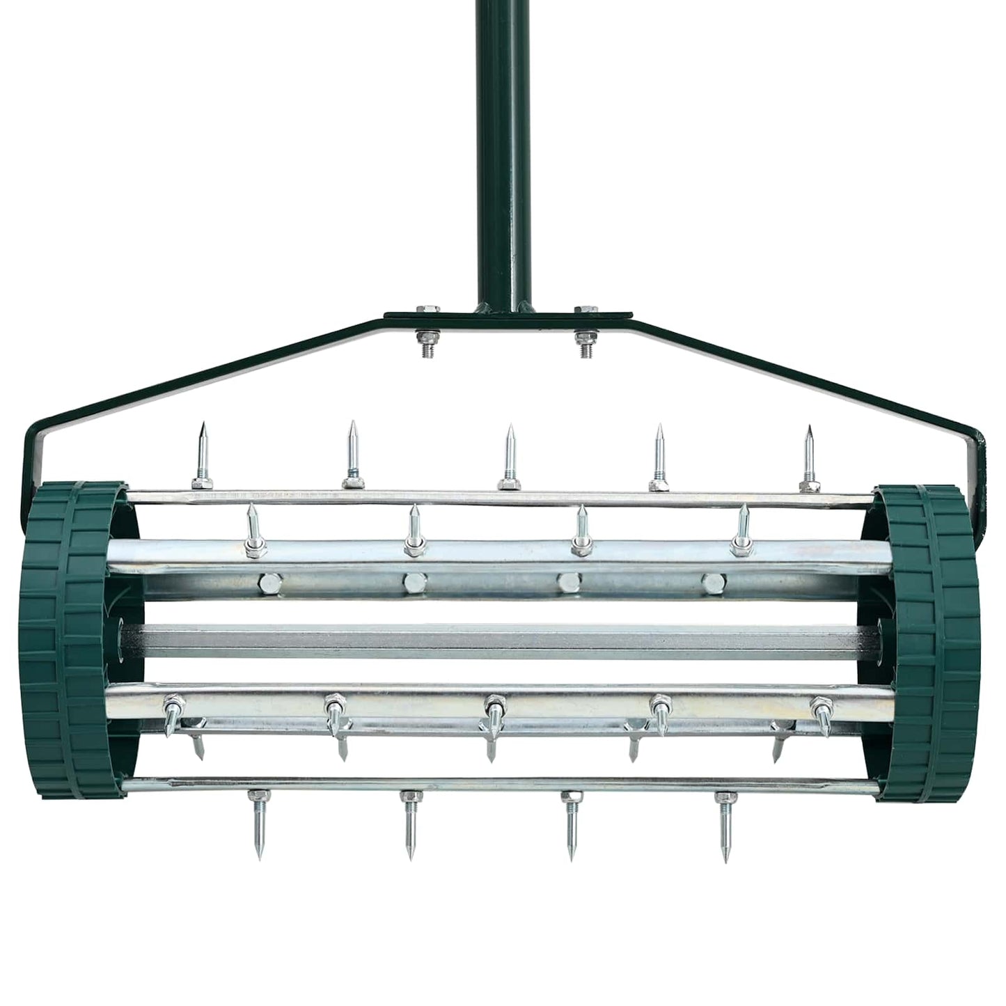 Lawn Roller Pull met Aerator Klemmen Groen 127,5 x 44 cm Staal