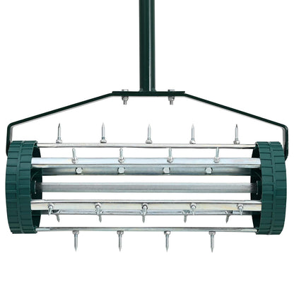 Lawn Roller Pull met Aerator Klemmen Groen 127,5 x 44 cm Staal