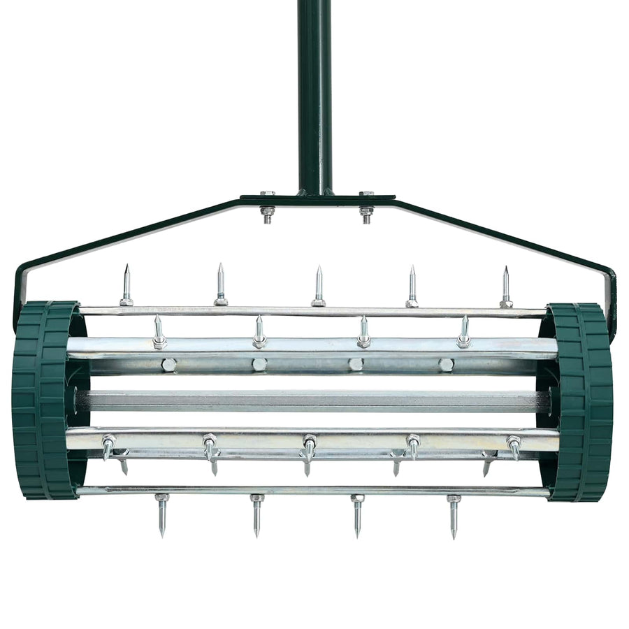 Lawn Roller Pull met Aerator Klemmen Groen 127,5 x 44 cm Staal