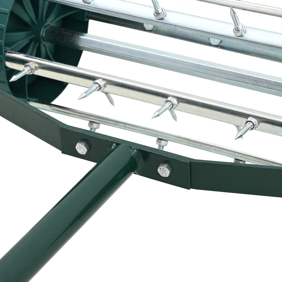Lawn Roller Pull met Aerator Klemmen Groen 127,5 x 44 cm Staal